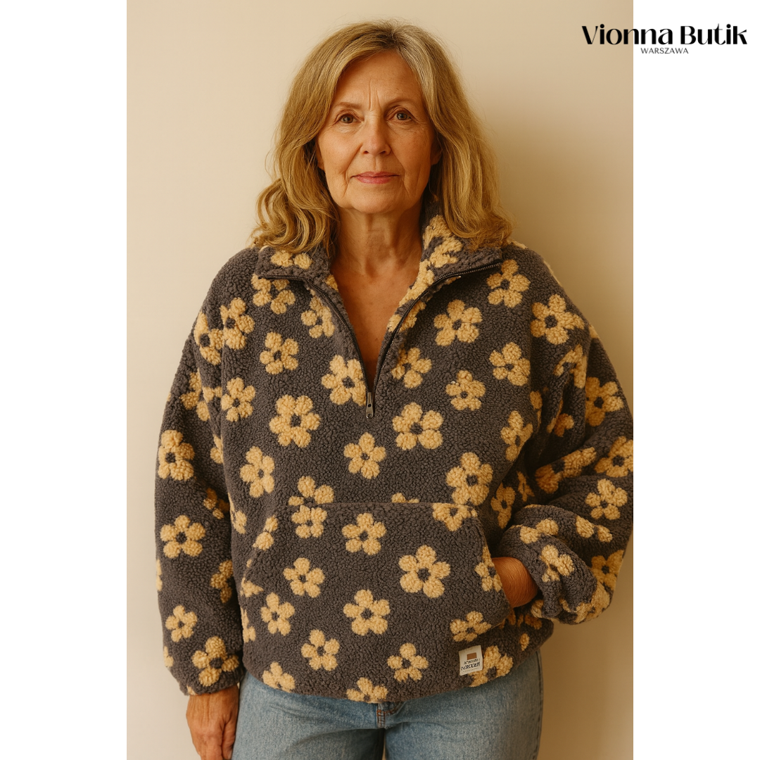 Daisy | Polarowa Bluza w Kwiatowy Wzór