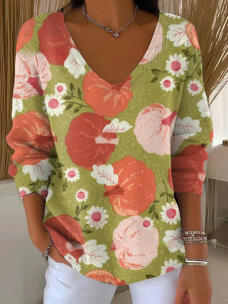 CHLOE | Sweter dzianinowy z dekoltem w serek