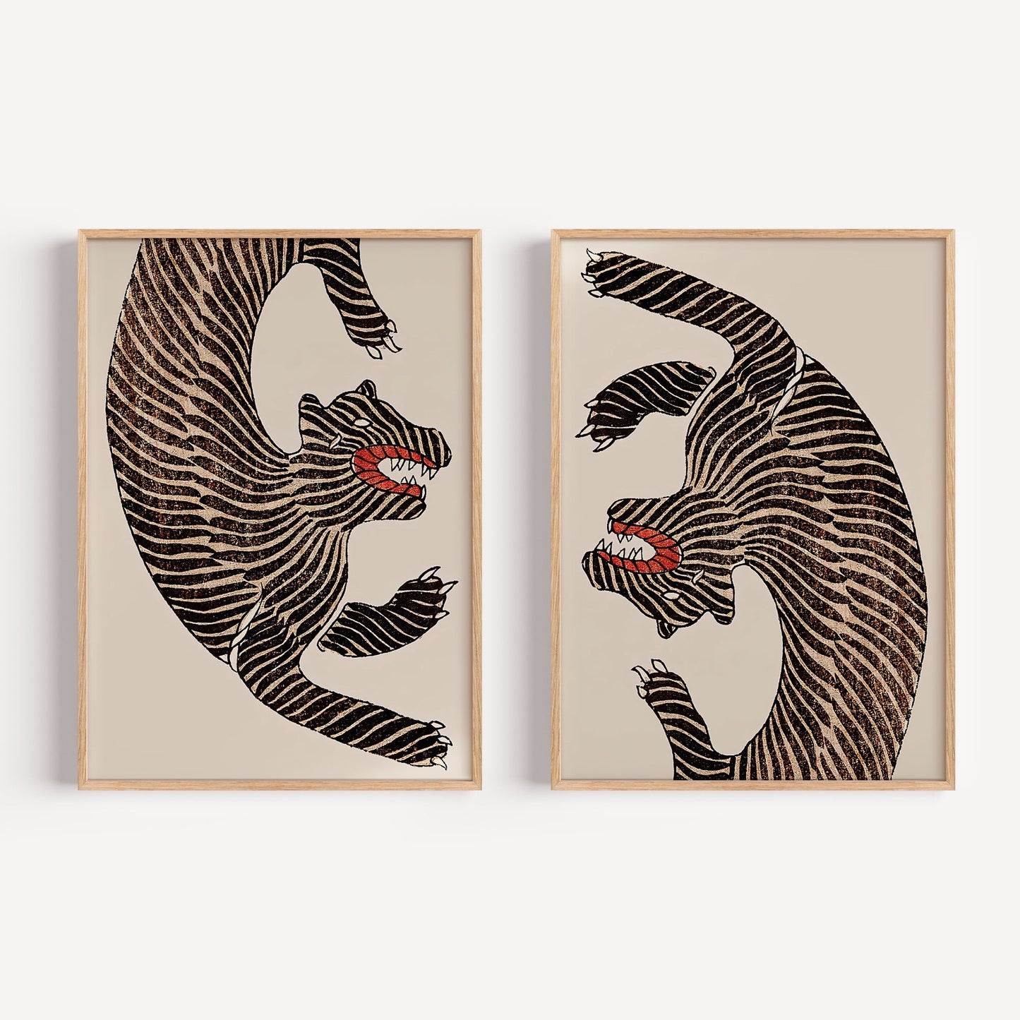 2x Japanese Tiger Art Prints