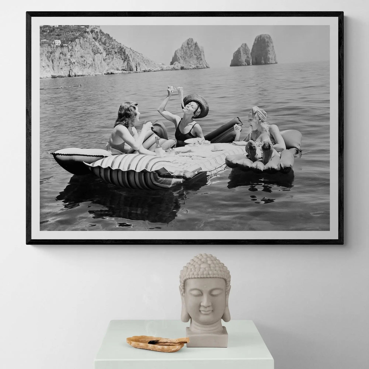 Three Ladies & Pasta 1939 Capri — Black & White