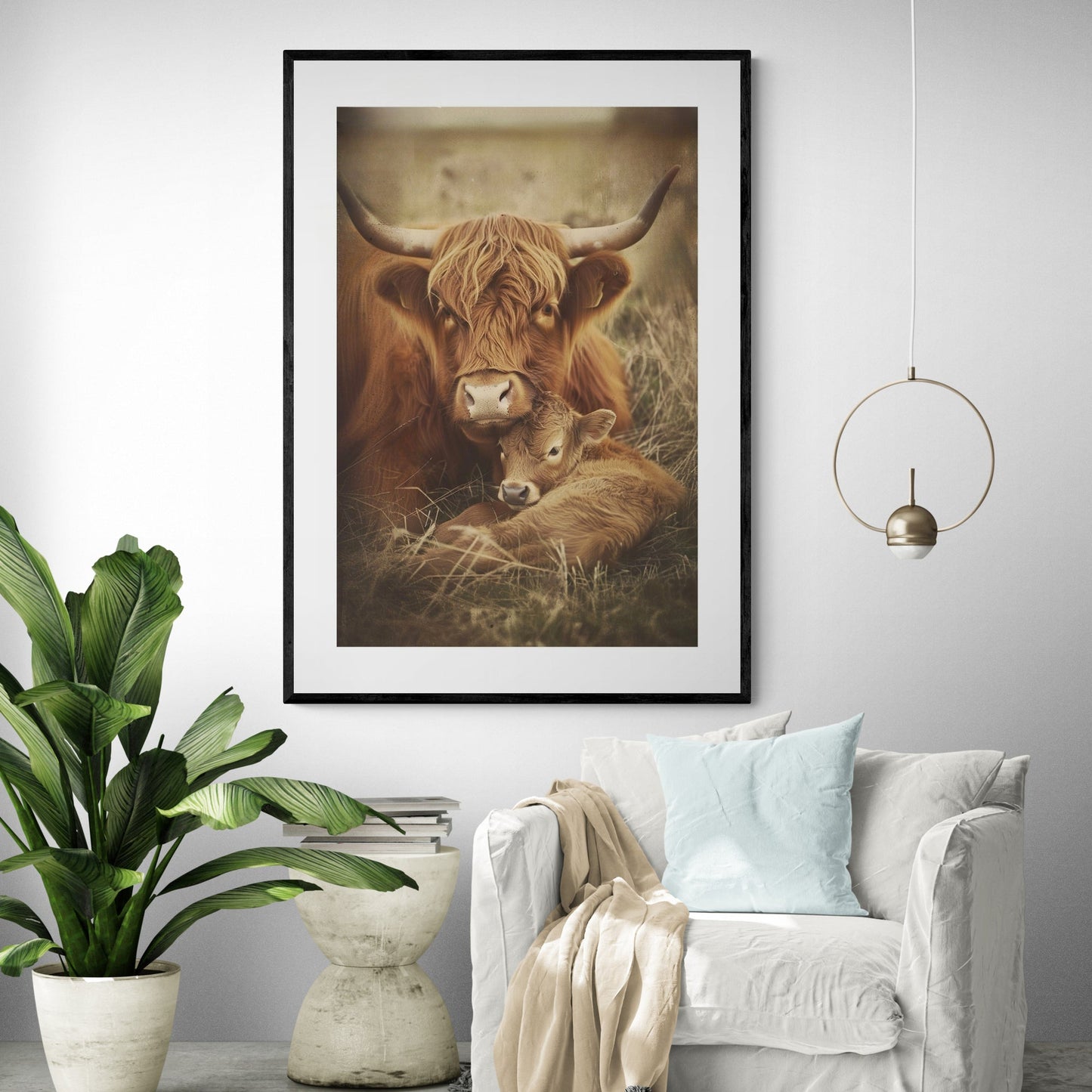 Mama & Baby Highland Art Print