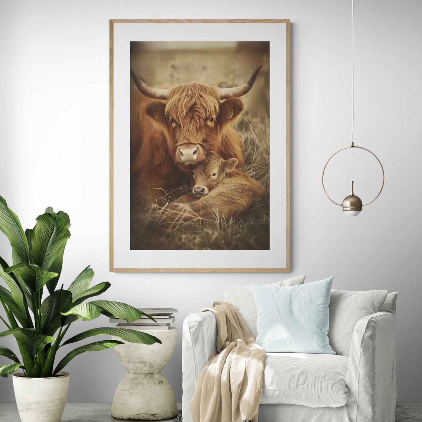 Mama & Baby Highland Art Print