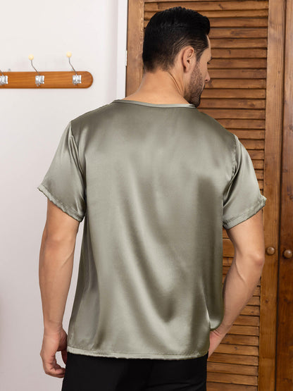 Pure Silk Short-Sleeved Round Neck Mens Tee