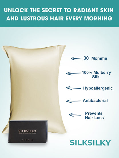 30Momme Luxurious 100% Silk Pillowcase - Hidden Zipper