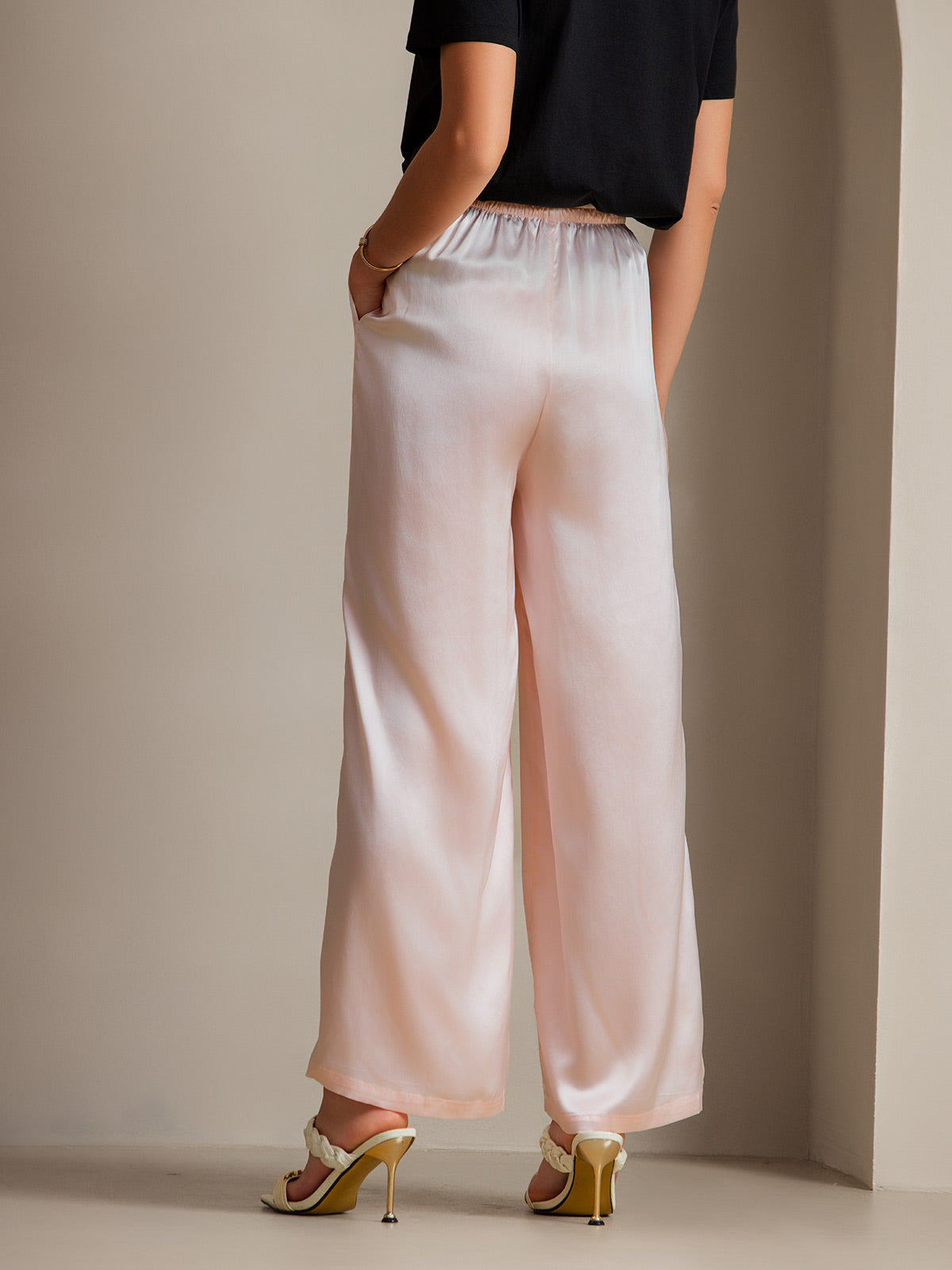 Pure Silk Solid Color Casual Women’s Pants