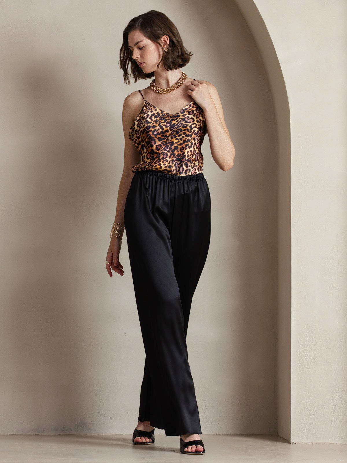 19Momme Fashionable High-Waisted Wide-Leg Pants