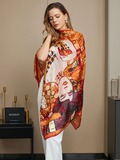 Pure Silk Printed Rectangle Scarf / Shawl 175x105cm