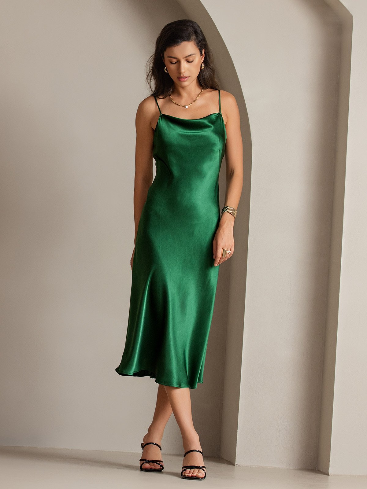 Pure Silk Strap Maxi Long Dresses