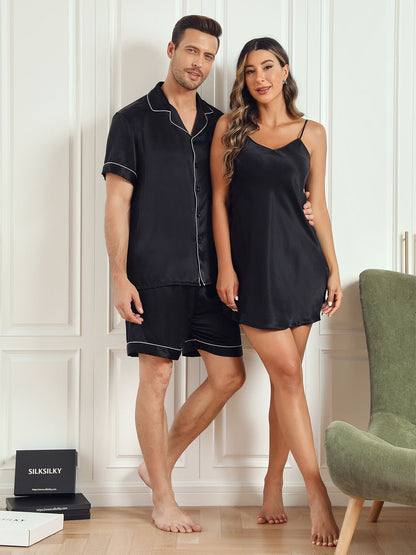 Pure Silk Couple Short Pajama Set & Slip Nightdress