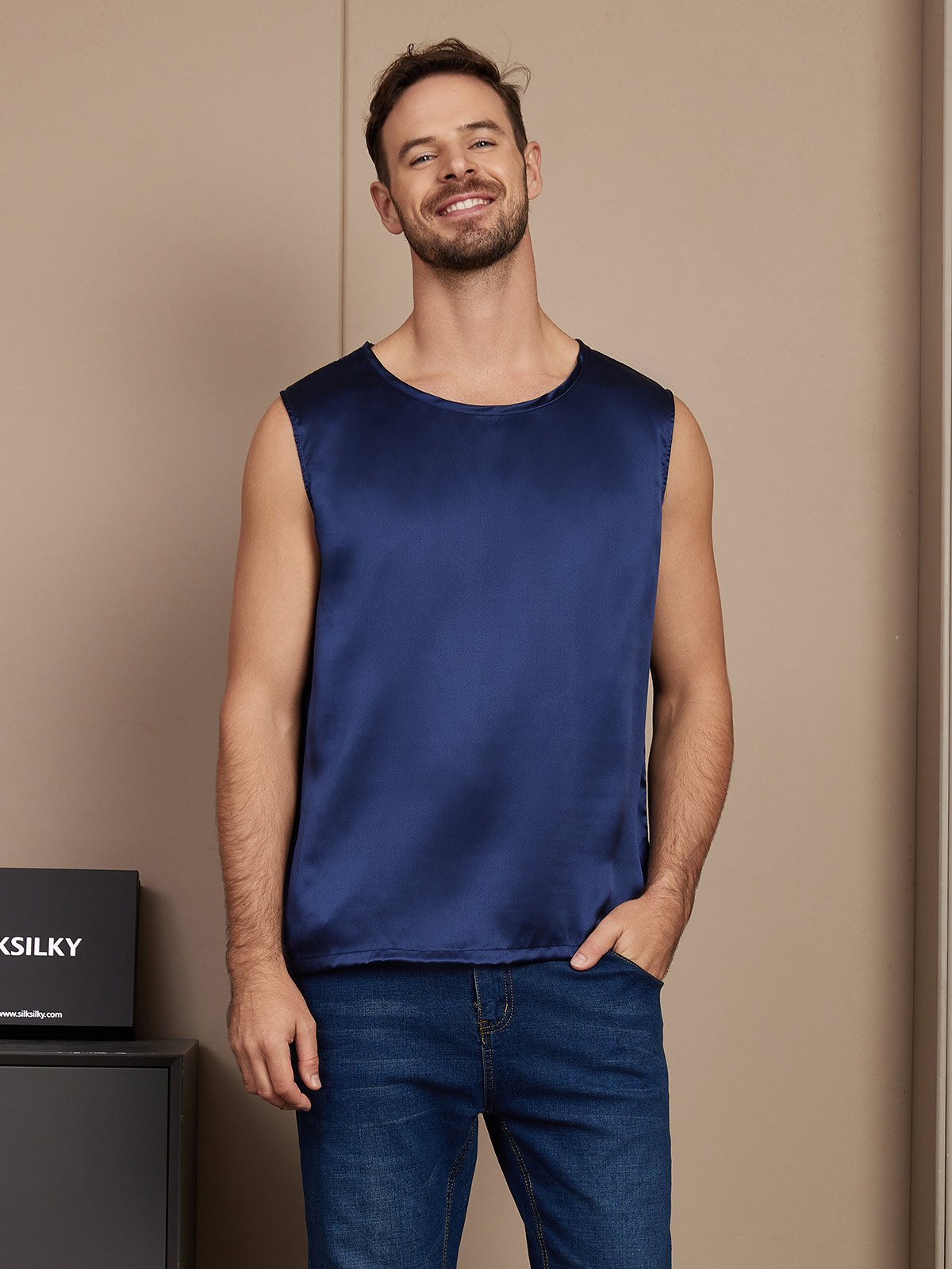 Pure Silk Casual Men's Tank Top