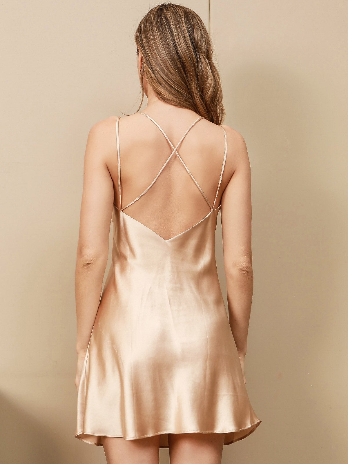 Pure Silk Criss Cross Back Sexy Slip Dress