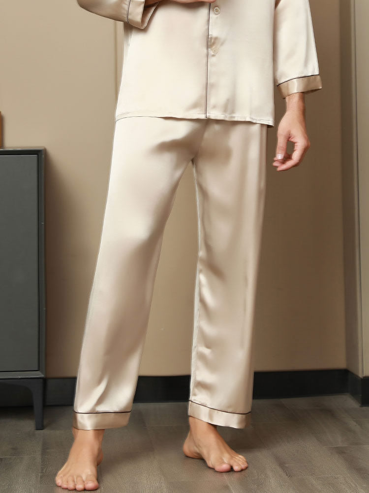 Solid Color Pure Silk Men‘s Sleep Pants