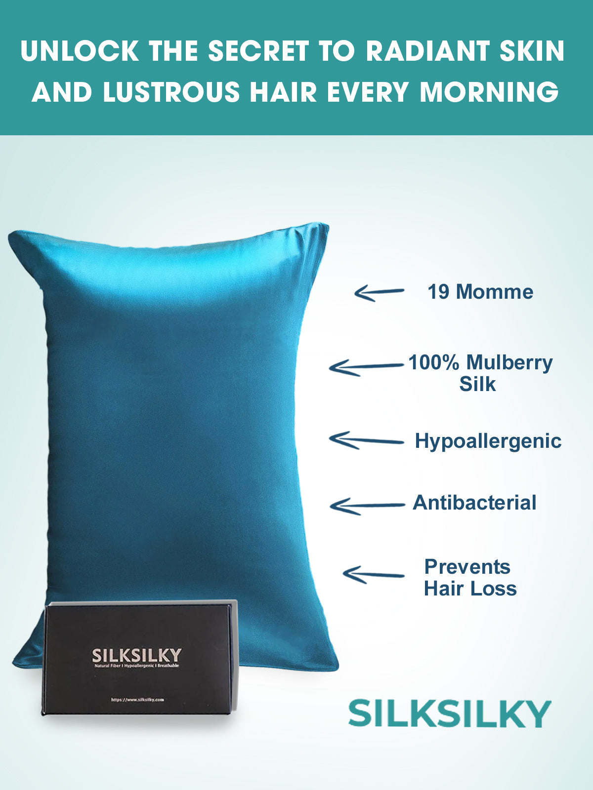 19Momme 100% Mulberry Silk Pillowcase - Envelope Closure