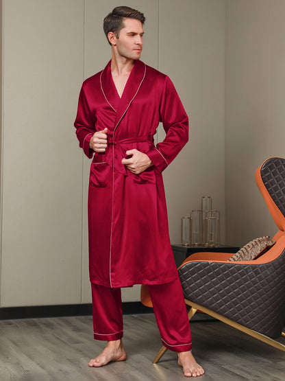 Pure Silk Lapel Collar Belted Robe (Without Pants)