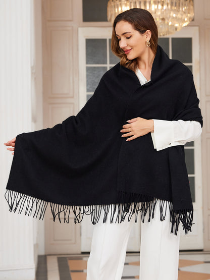 Pure Wool Scarf Shawl w/ Fringed Decoration 200x70cm/79