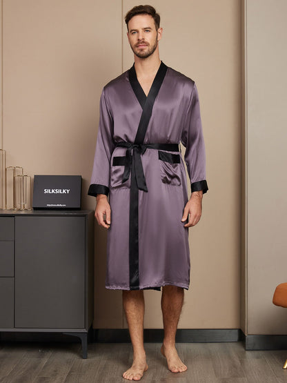 Pure Silk Classic Long Sleeve Mens Robe