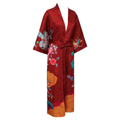 100% Mulberry Flower print Silk Kimono Robe