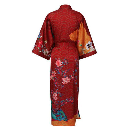 100% Mulberry Flower print Silk Kimono Robe