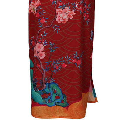 100% Mulberry Flower print Silk Kimono Robe