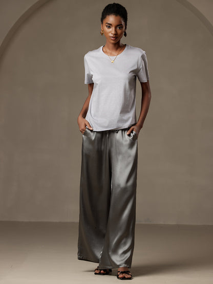 Pure Silk Solid Color Casual Women’s Pants