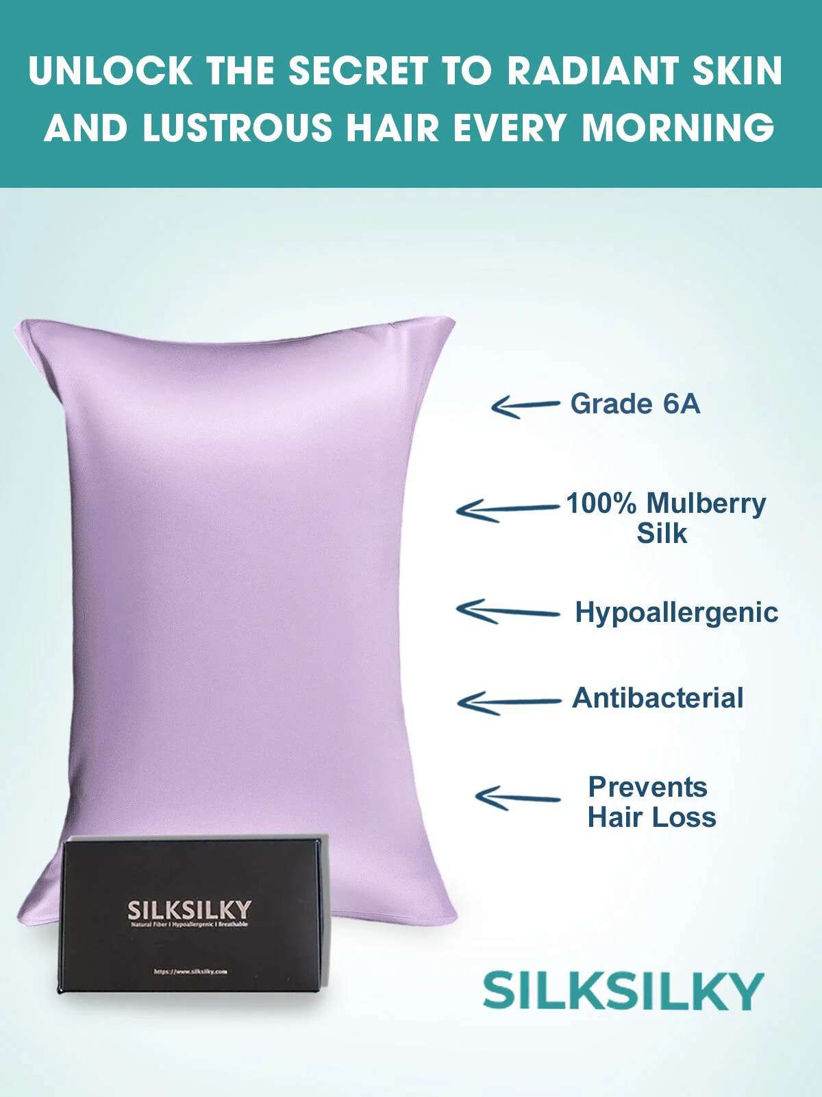 100% Mulberry Silk Pillowcase - Hidden Zipper