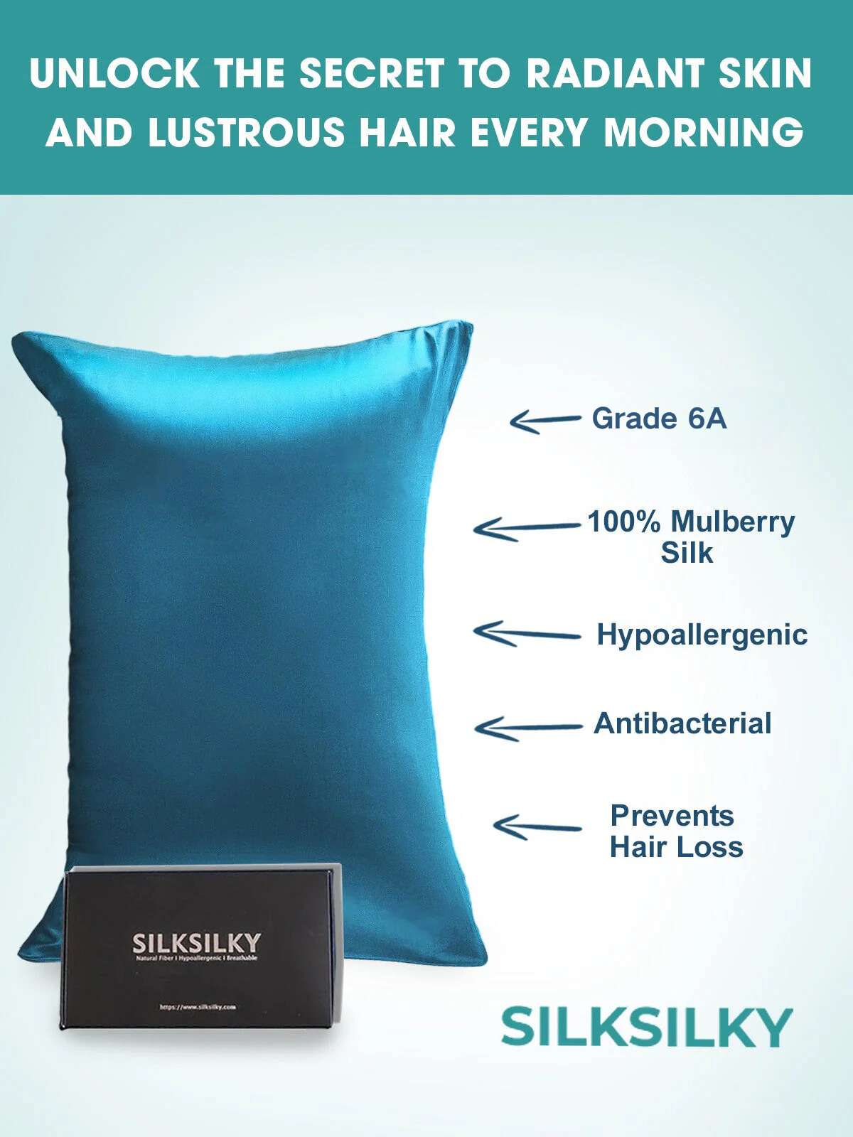 100% Mulberry Silk Pillowcase - Hidden Zipper