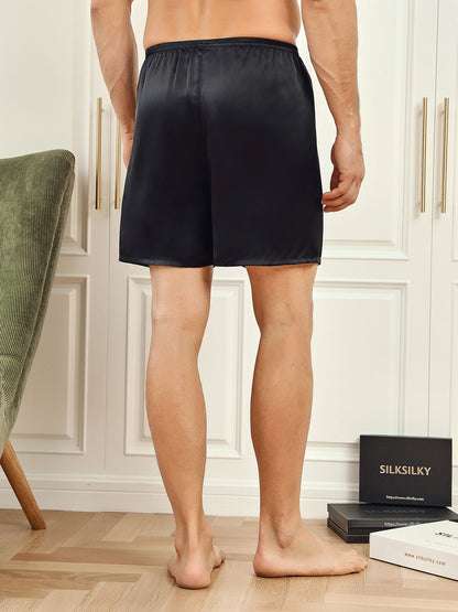 Pure Silk Solid Color Mens Lounge Shorts