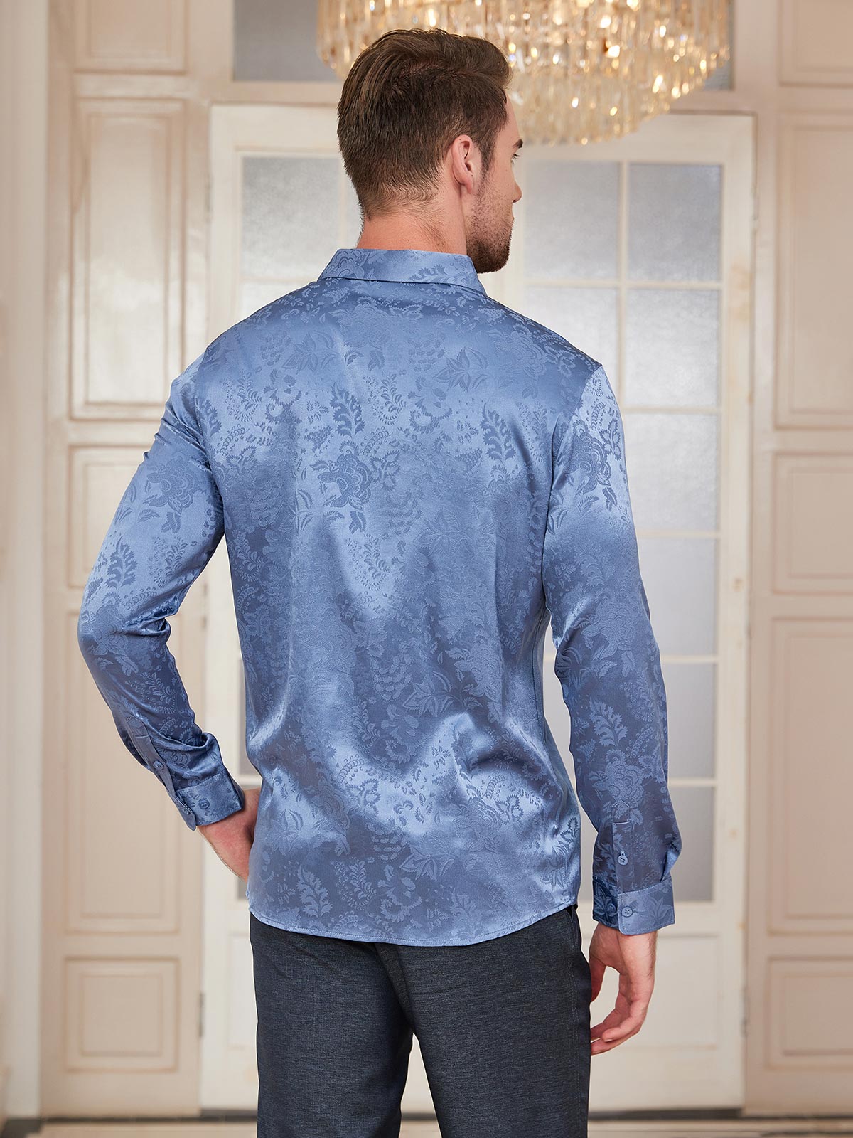 Mulberry Silk Jacquard Shirt for Men