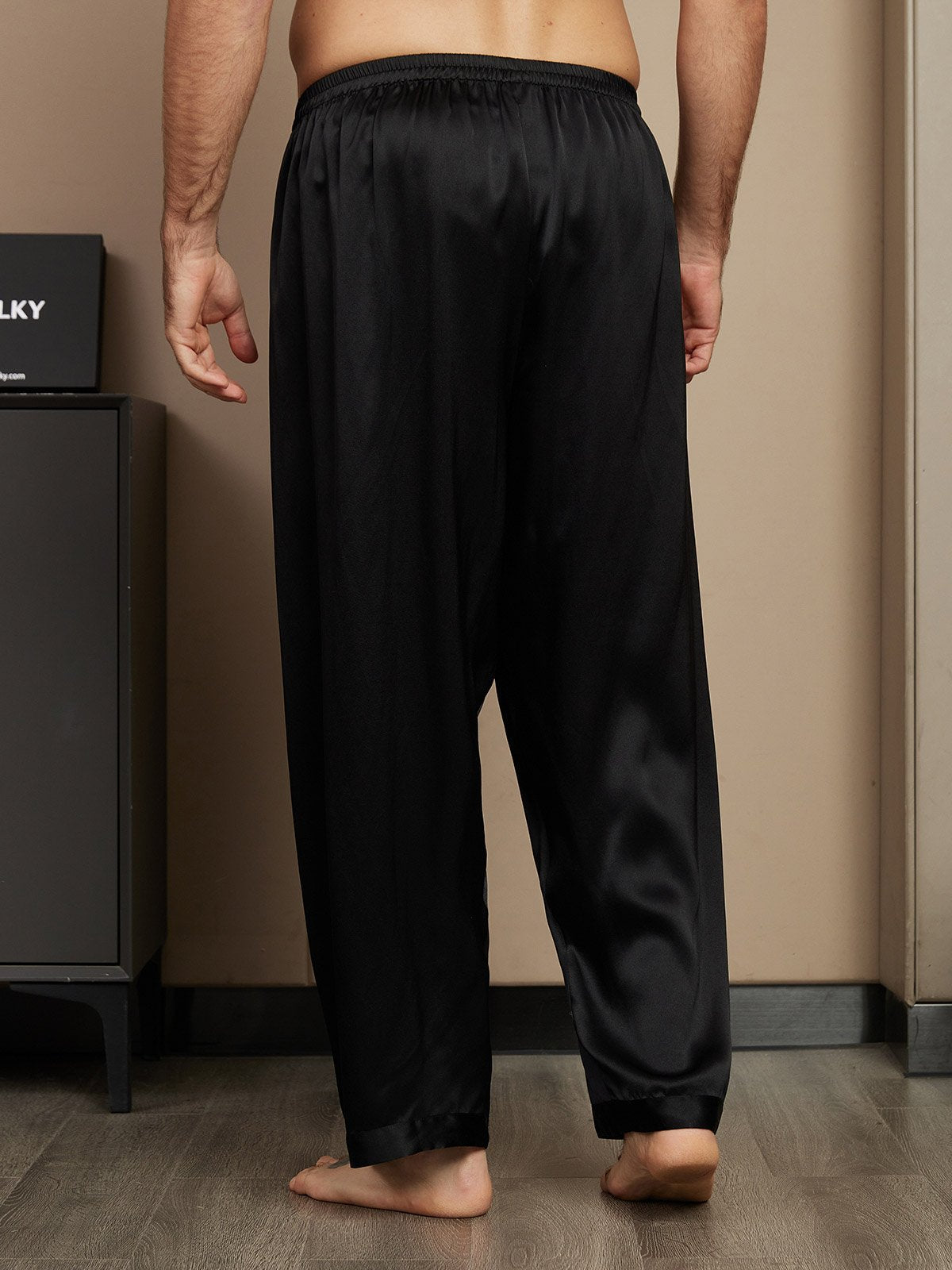 Pure Silk Solid Color Casual Men's Pajama Pants