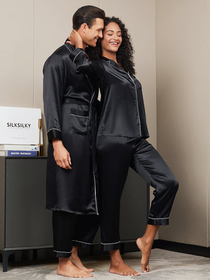 Pure Silk Couple Set - Men's Robe+Pants & Women's Pajama Set