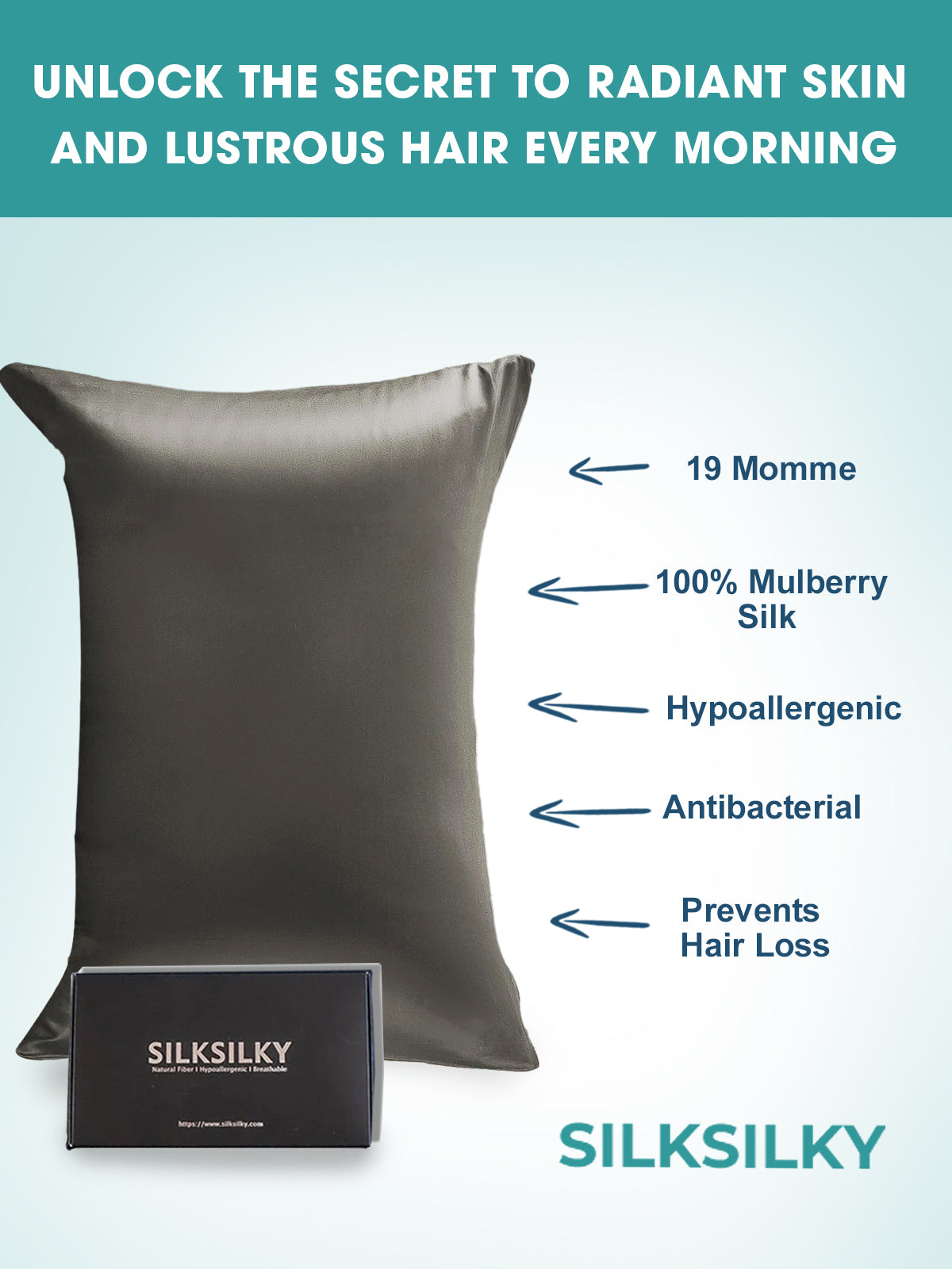 19Momme 100% Mulberry Silk Pillowcase - Envelope Closure