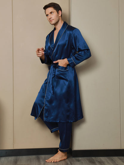 Pure Silk Lapel Collar Belted Robe (Without Pants)