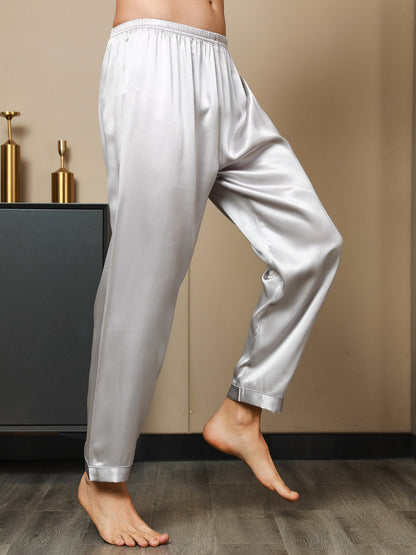 Solid Color Pure Silk Men‘s Sleep Pants