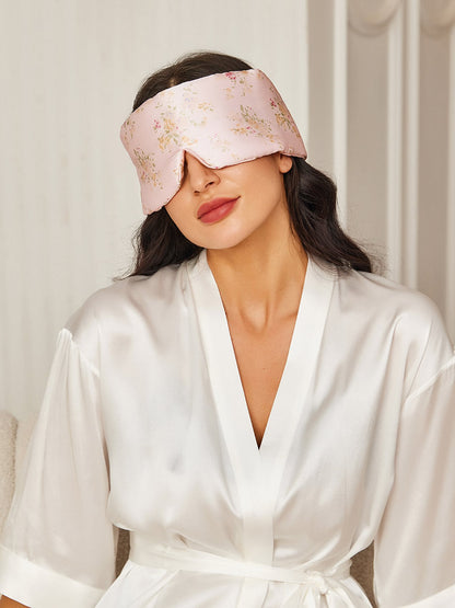 Elegant Floral Printed Silk Sleep Eye Mask