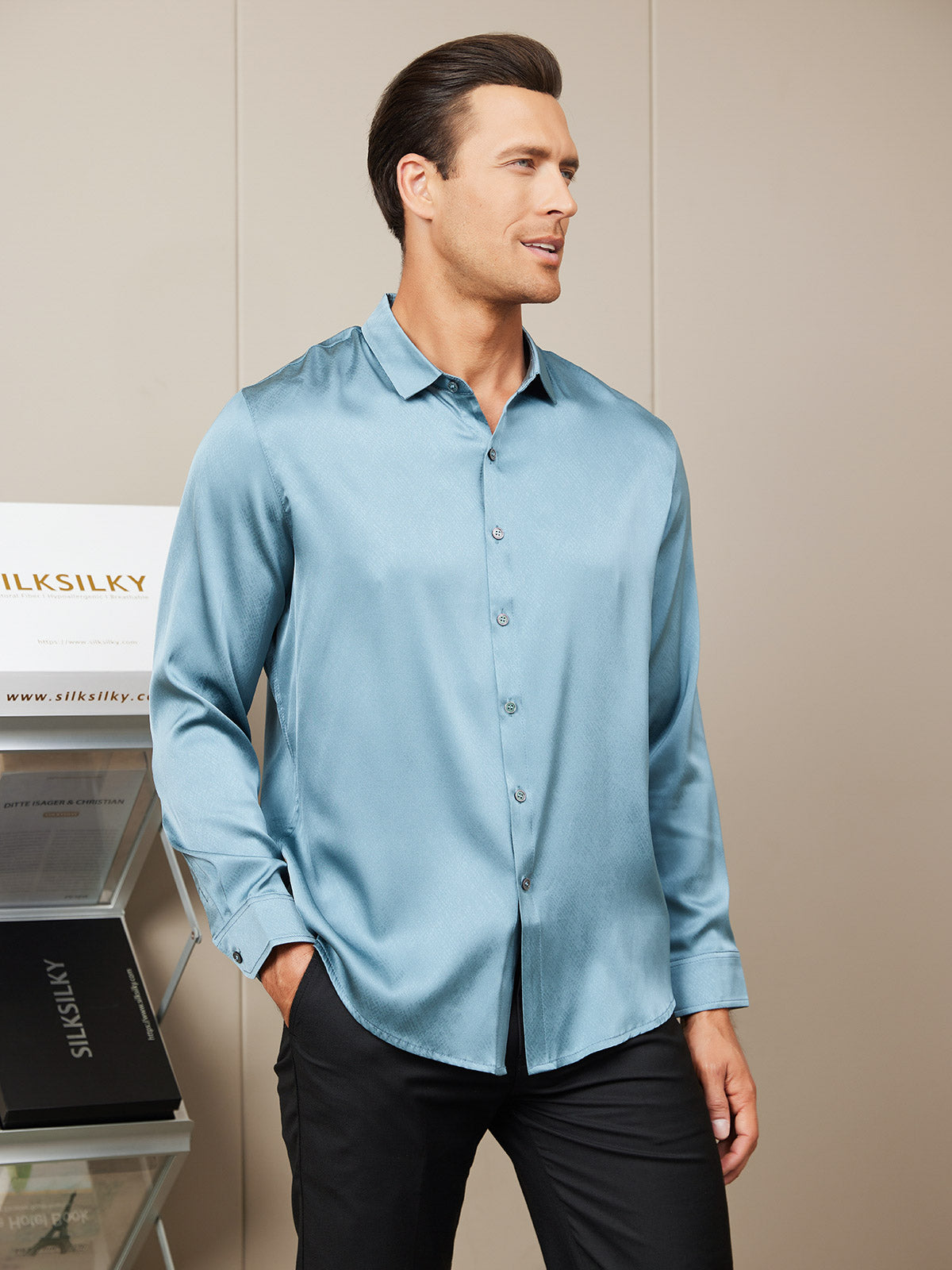 Silk Mens shirt with Long Sleeves