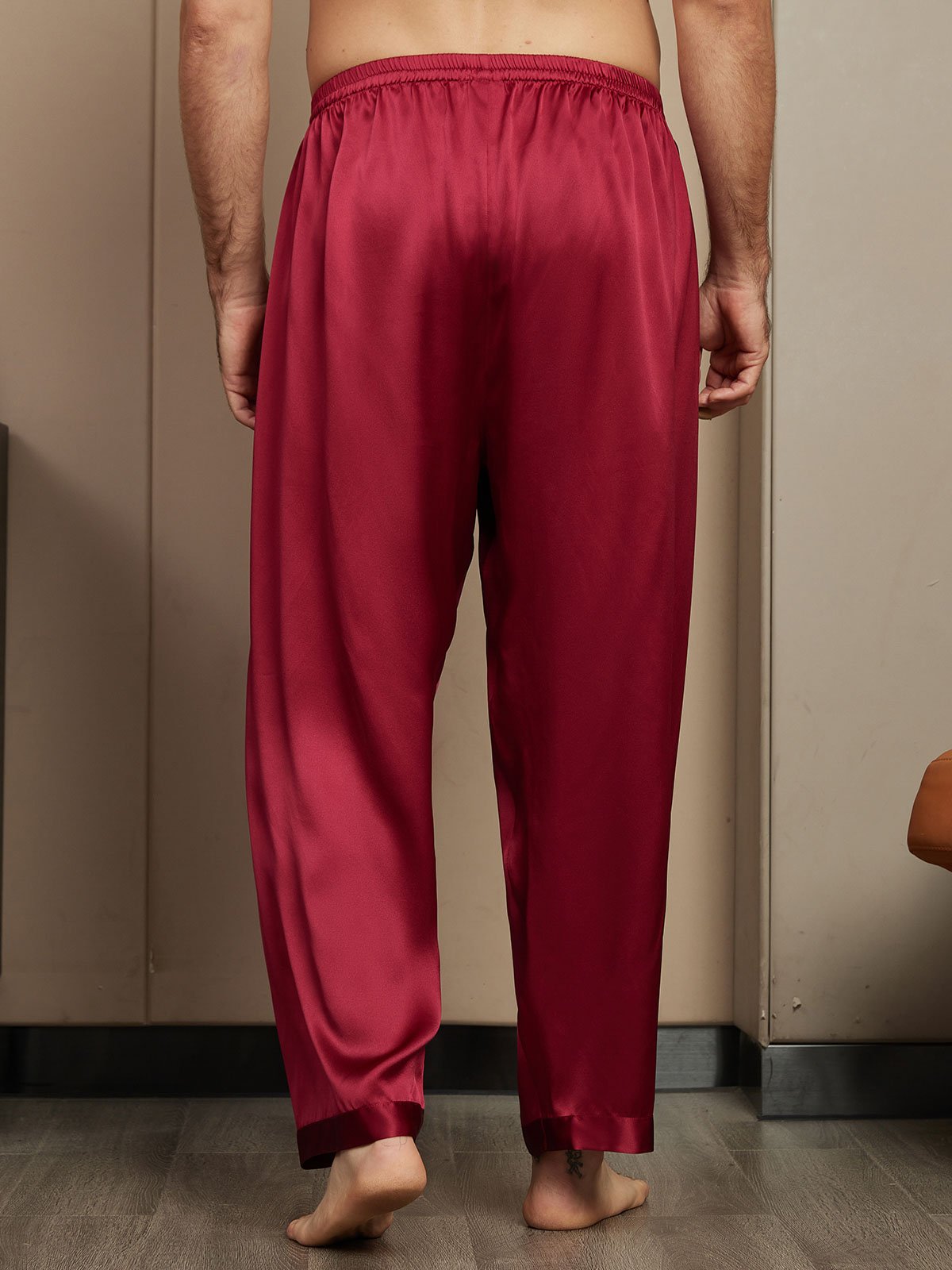 Pure Silk Solid Color Casual Men's Pajama Pants