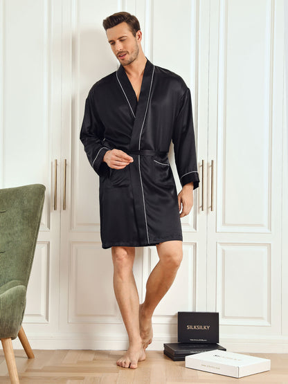 Silk 3/4 Sleeve Belted Robe