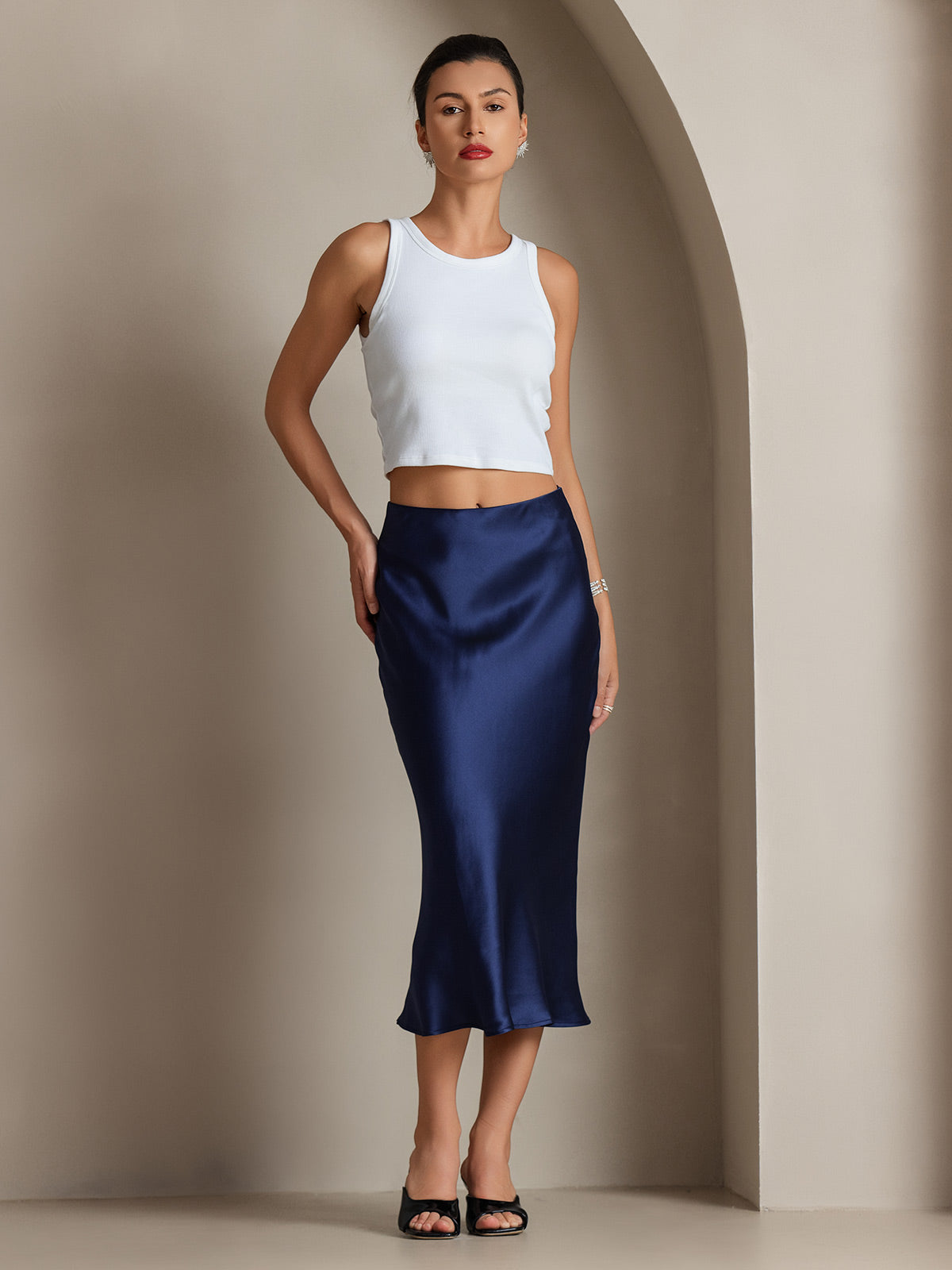 Pure Silk Basic Elegant Skirt