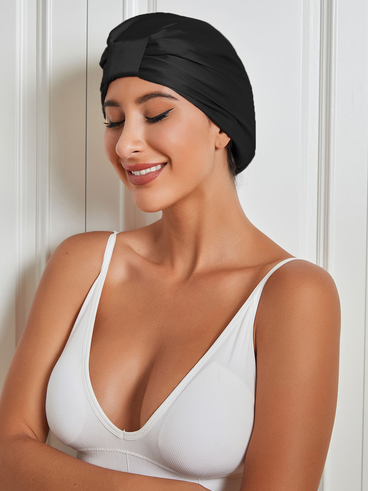 Pure Silk Double Layer Night Turban Sleep Cap