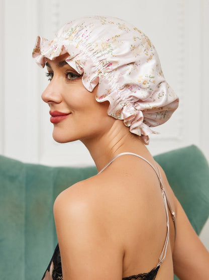 Pure Silk Double Layer Sleeping Caps w/ Ribbon