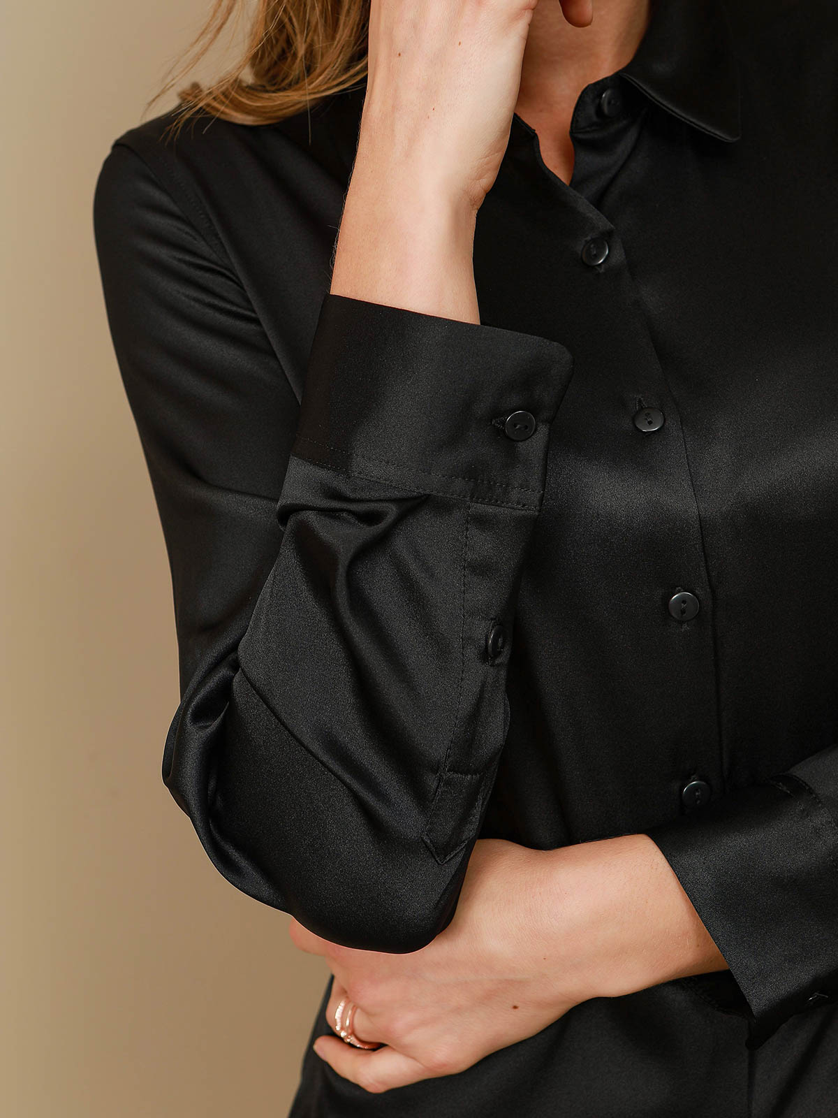 Silk Basic Military Lapel Shirt