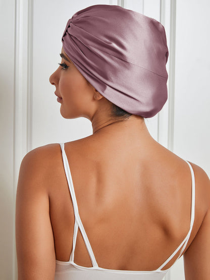 Pure Silk Double Layer Night Turban Sleep Cap