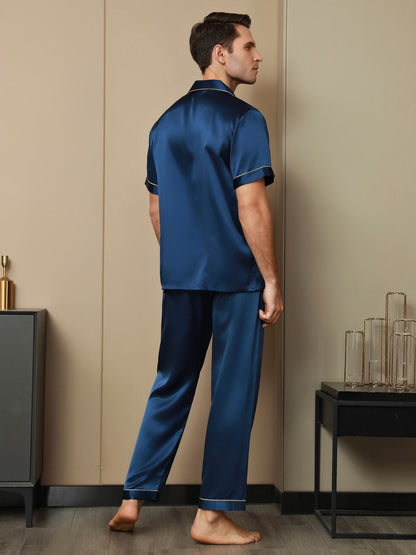 Piping Trim Men‘s Pure Silk Pajamas