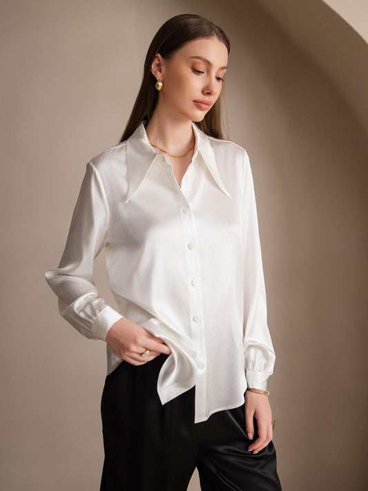 19Momme Silk Solid Color Classic Daily Basic Shirt