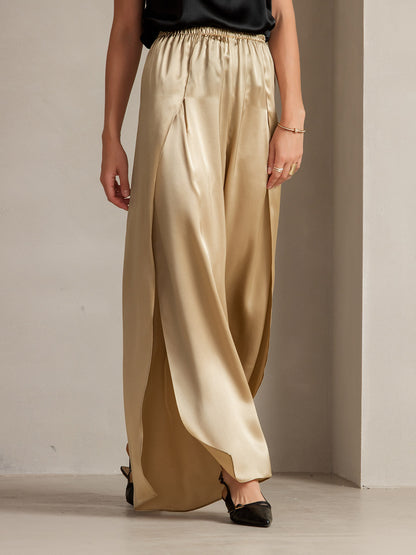 19Momme Silk Fashionable High-Slit Pants