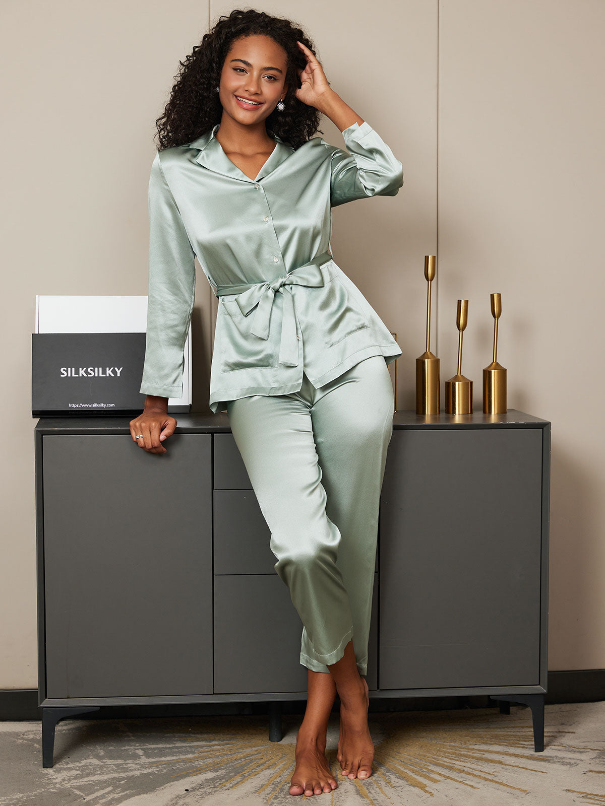 Silk Belted Womens Pajamas