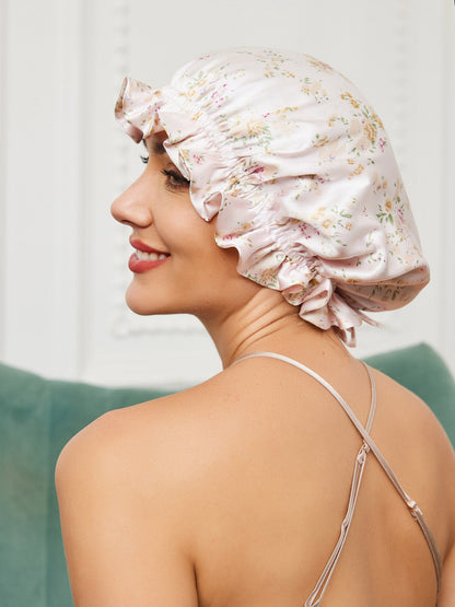 Pure Silk Double Layer Sleeping Caps w/ Ribbon