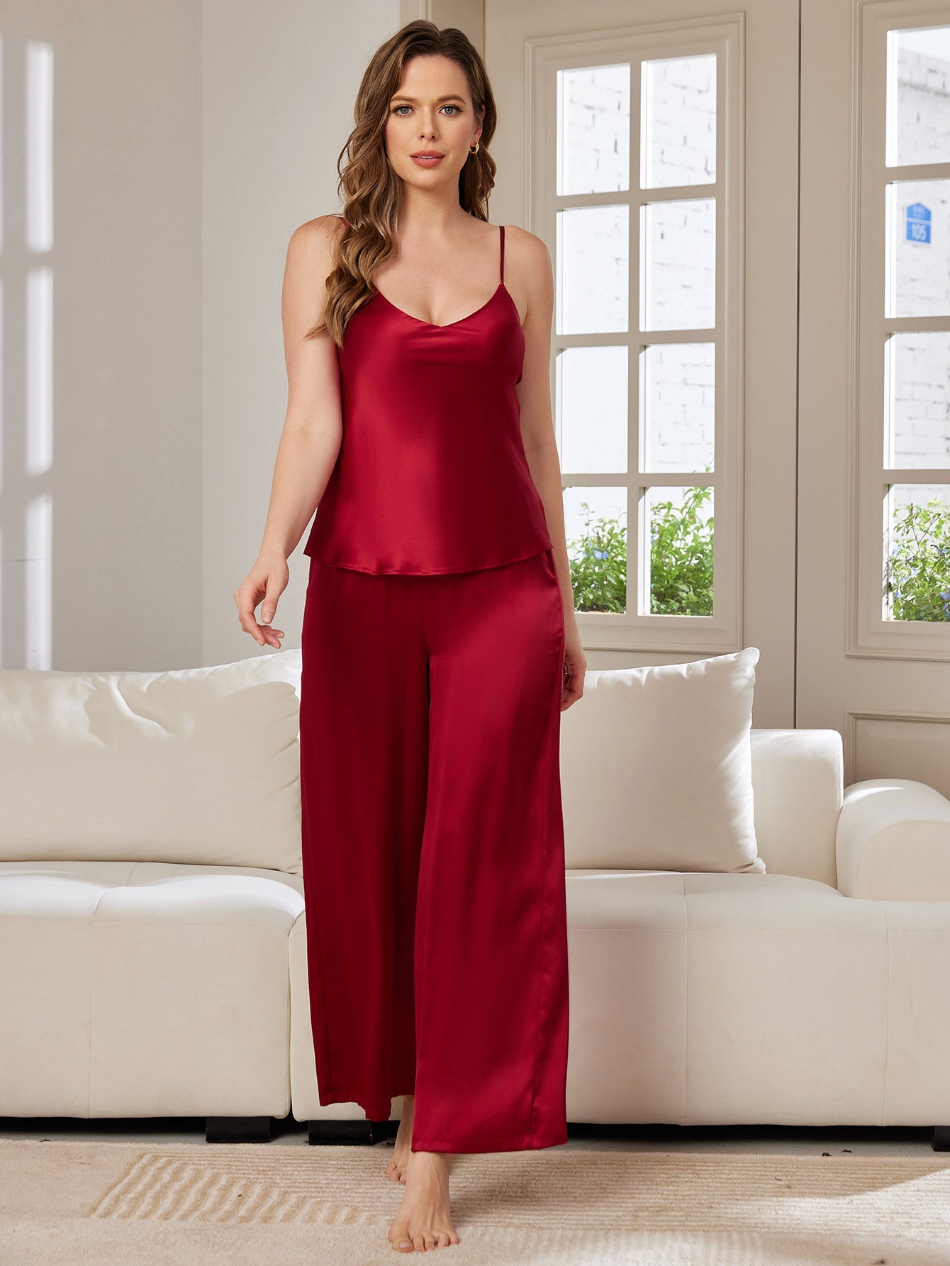 Pure Silk Cami & Wide Leg Pants Pajama Set