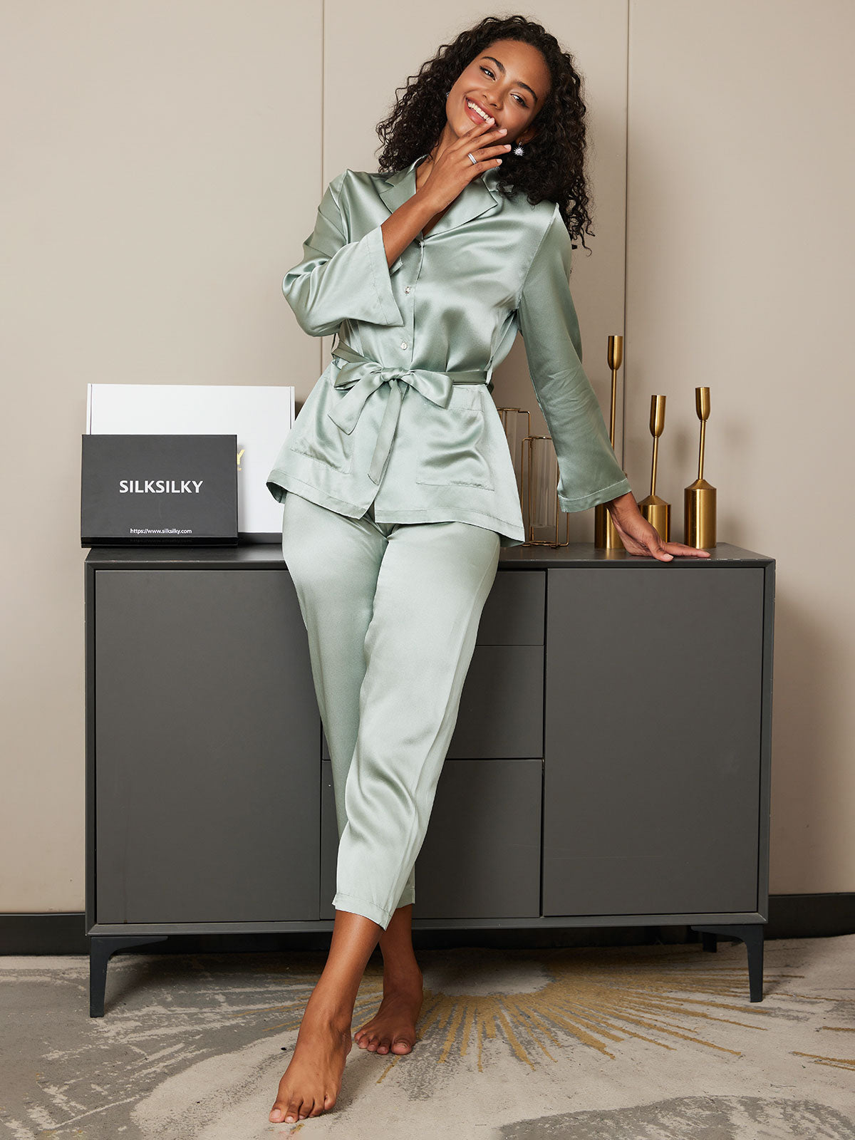 Silk Belted Womens Pajamas