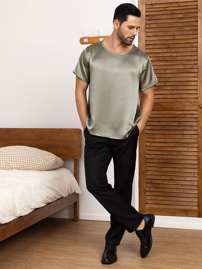 Pure Silk Short-Sleeved Round Neck Mens Tee